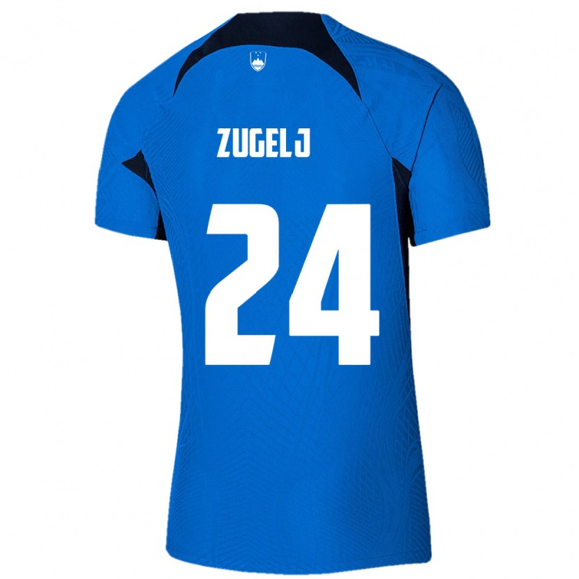 Danxen Kid Slovenia Nino Zugelj #24 Blue White Away Jersey 26-28 T-Shirt