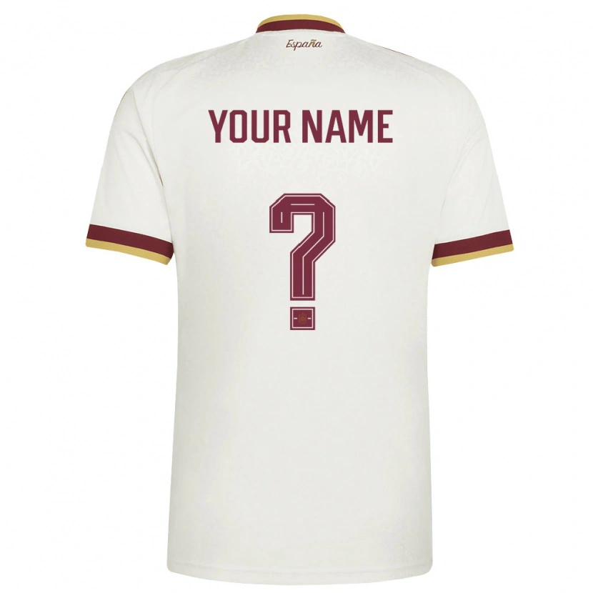 Danxen Kid Spain Your Name #0 Off-White Burgundy Away Jersey 26-28 T-Shirt