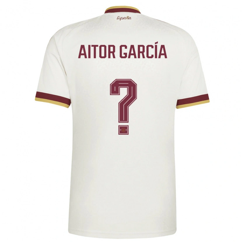 Danxen Kid Spain Aitor García #0 Off-White Burgundy Away Jersey 26-28 T-Shirt