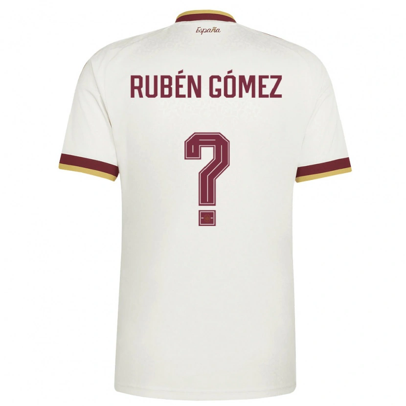 Danxen Kid Spain Rubén Gómez #0 Off-White Burgundy Away Jersey 26-28 T-Shirt