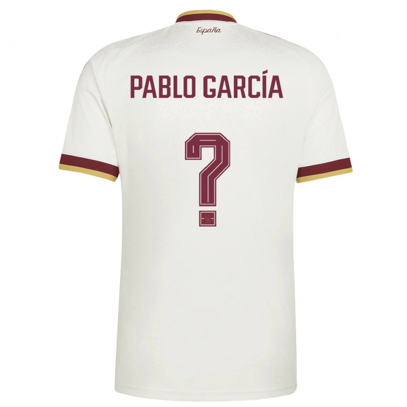 Danxen Kid Spain Pablo García #0 Off-White Burgundy Away Jersey 26-28 T-Shirt