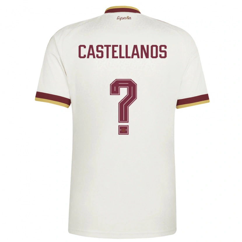 Danxen Kid Spain Iván Castellanos #0 Off-White Burgundy Away Jersey 26-28 T-Shirt