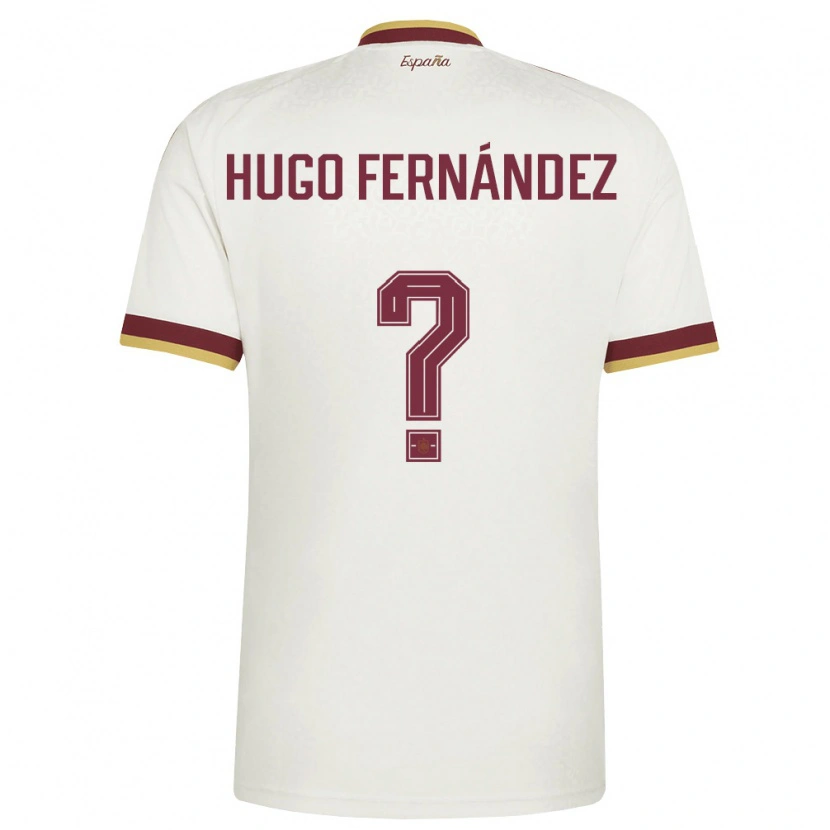 Danxen Kid Spain Hugo Fernández #0 Off-White Burgundy Away Jersey 26-28 T-Shirt