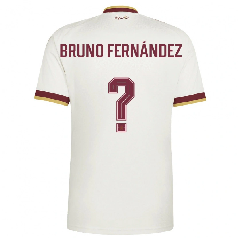 Danxen Kid Spain Bruno Fernández #0 Off-White Burgundy Away Jersey 26-28 T-Shirt