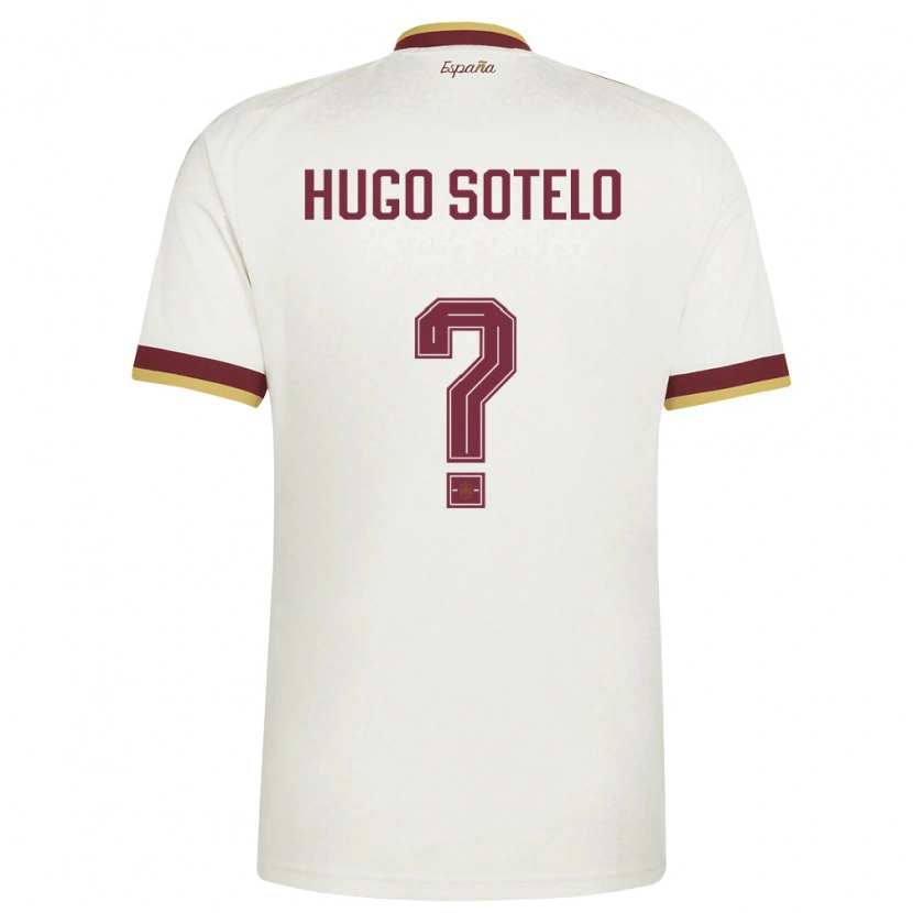 Danxen Kid Spain Hugo Sotelo #0 Off-White Burgundy Away Jersey 26-28 T-Shirt