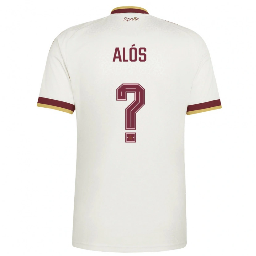 Danxen Kid Spain Carlos Alós #0 Off-White Burgundy Away Jersey 26-28 T-Shirt
