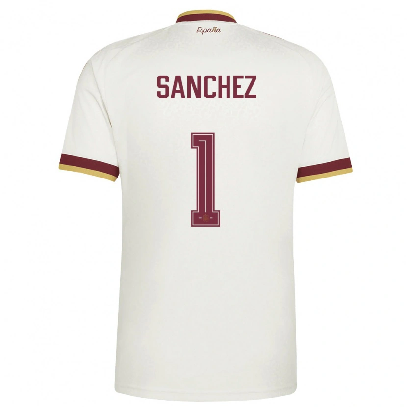 Danxen Kid Spain Robert Sanchez #1 Off-White Burgundy Away Jersey 26-28 T-Shirt