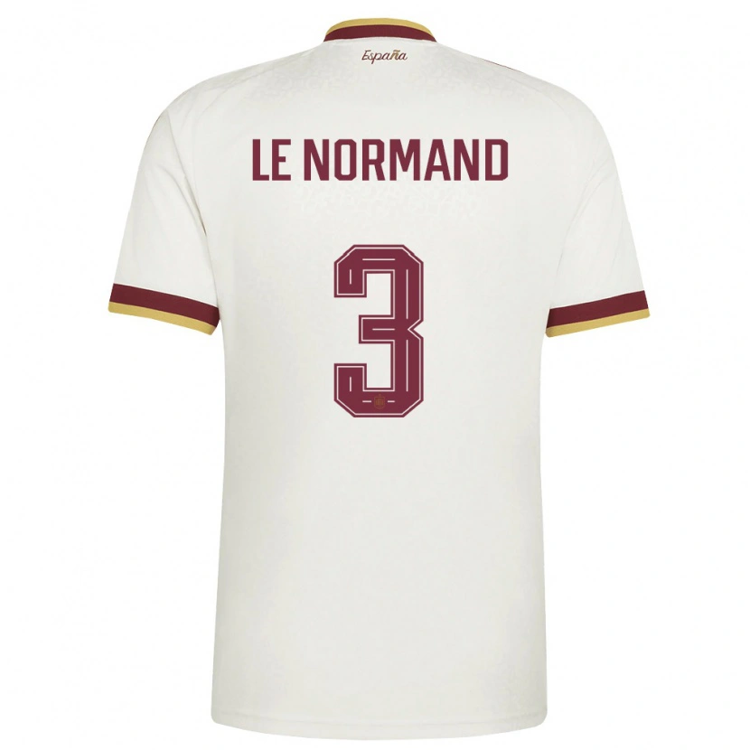 Danxen Kid Spain Robin Le Normand #3 Off-White Burgundy Away Jersey 26-28 T-Shirt