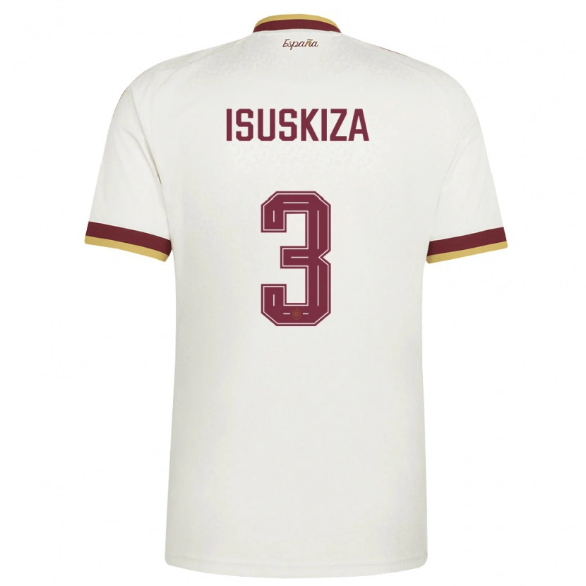 Danxen Kid Spain Gorka Isuskiza #3 Off-White Burgundy Away Jersey 26-28 T-Shirt