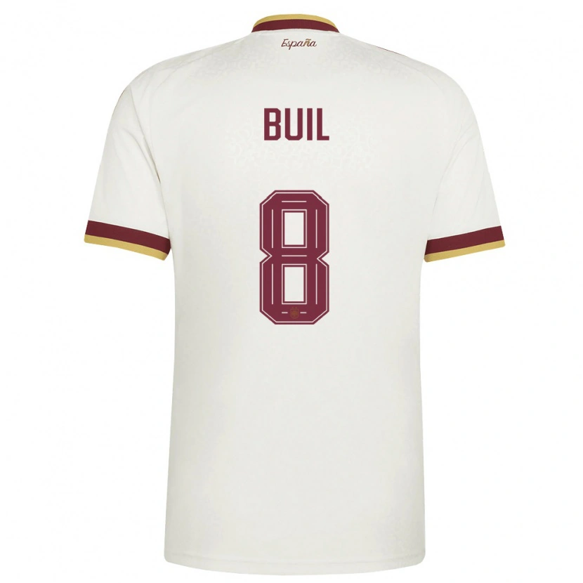 Danxen Kid Spain Gorka Buil #8 Off-White Burgundy Away Jersey 26-28 T-Shirt