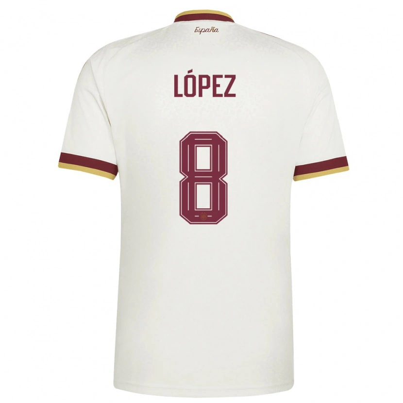 Danxen Kid Spain Fer López #8 Off-White Burgundy Away Jersey 26-28 T-Shirt