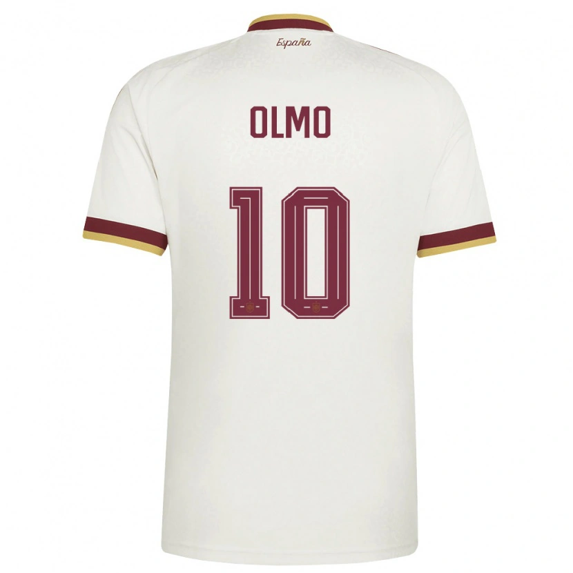 Danxen Kid Spain Dani Olmo #10 Off-White Burgundy Away Jersey 26-28 T-Shirt