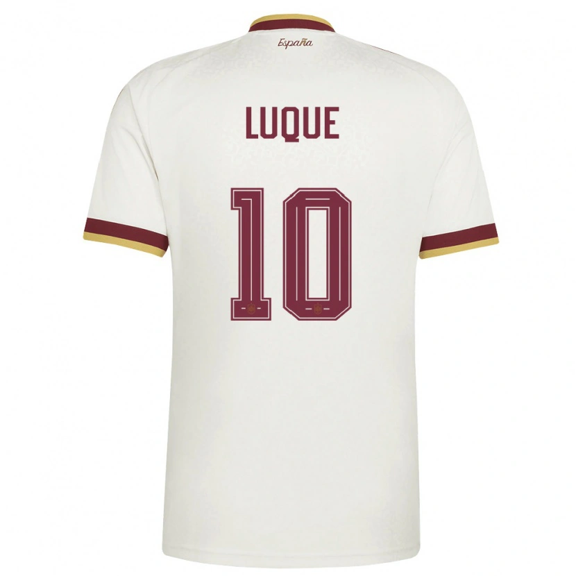 Danxen Kid Spain Bruno Luque #10 Off-White Burgundy Away Jersey 26-28 T-Shirt