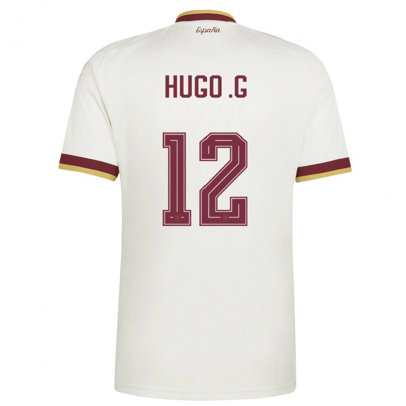 Danxen Kid Spain Hugo Guillamon #12 Off-White Burgundy Away Jersey 26-28 T-Shirt