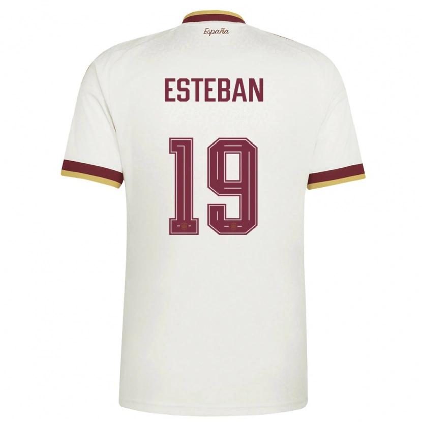 Danxen Kid Spain Sergio Esteban #19 Off-White Burgundy Away Jersey 26-28 T-Shirt