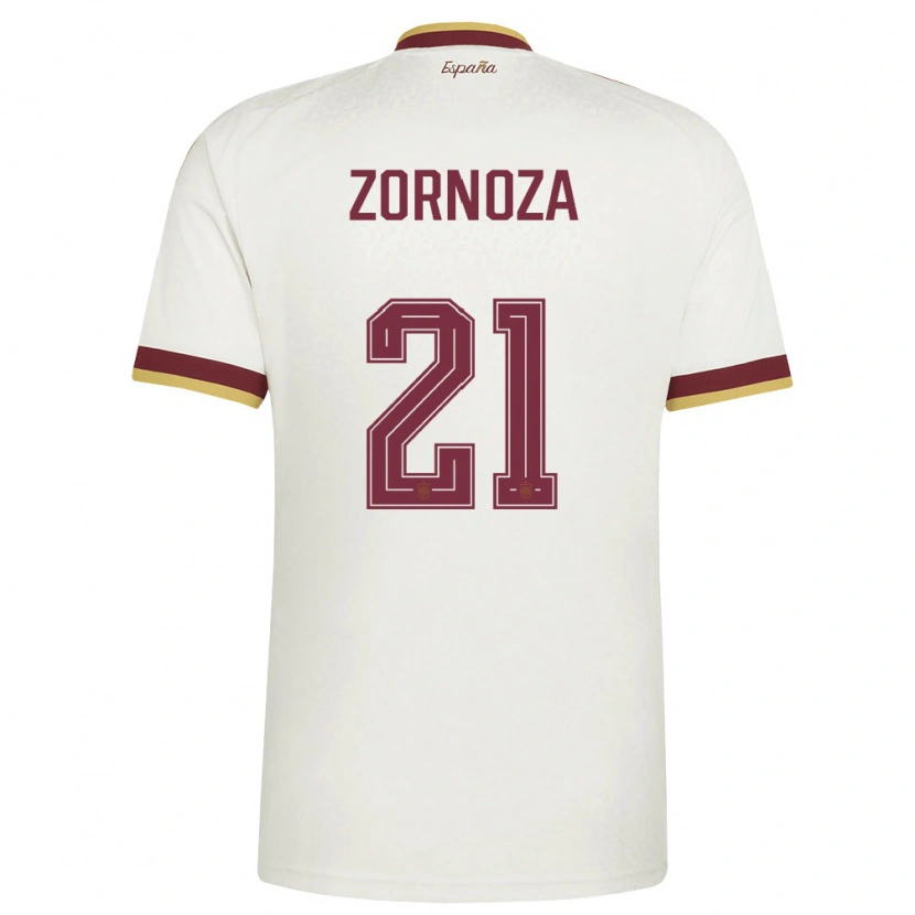 Danxen Kid Spain Claudia Zornoza #21 Off-White Burgundy Away Jersey 26-28 T-Shirt