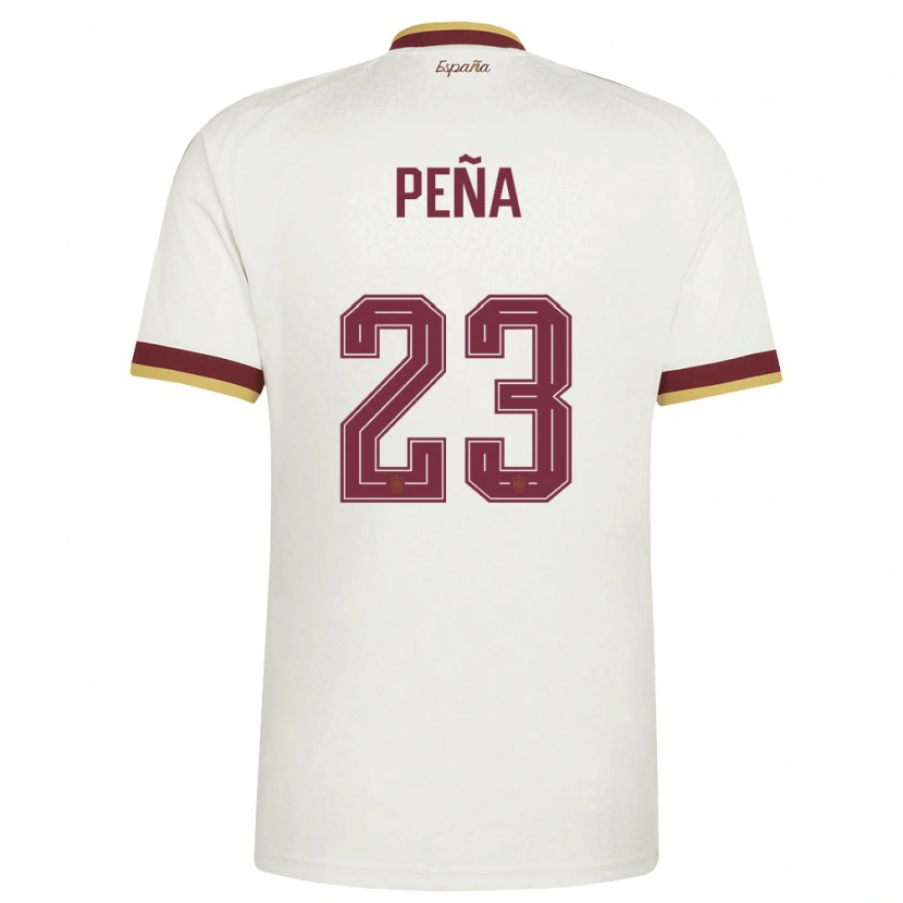 Danxen Kid Spain Pablo Peña #23 Off-White Burgundy Away Jersey 26-28 T-Shirt