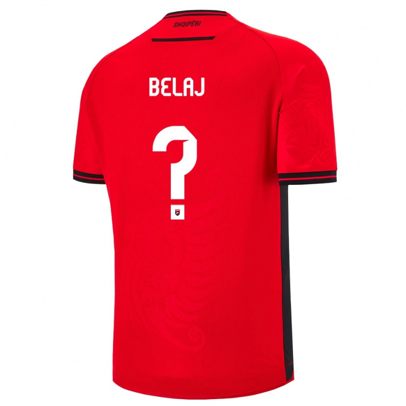 Danxen Men Albania Gentian Belaj #0 Red Black Home Jersey 26-28 T-Shirt