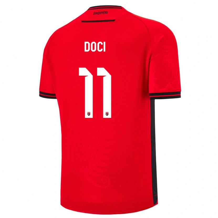 Danxen Men Albania Megi Doçi #11 Red Black Home Jersey 26-28 T-Shirt