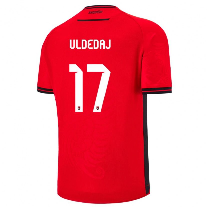 Danxen Men Albania Sokol Uldedaj #17 Red Black Home Jersey 26-28 T-Shirt