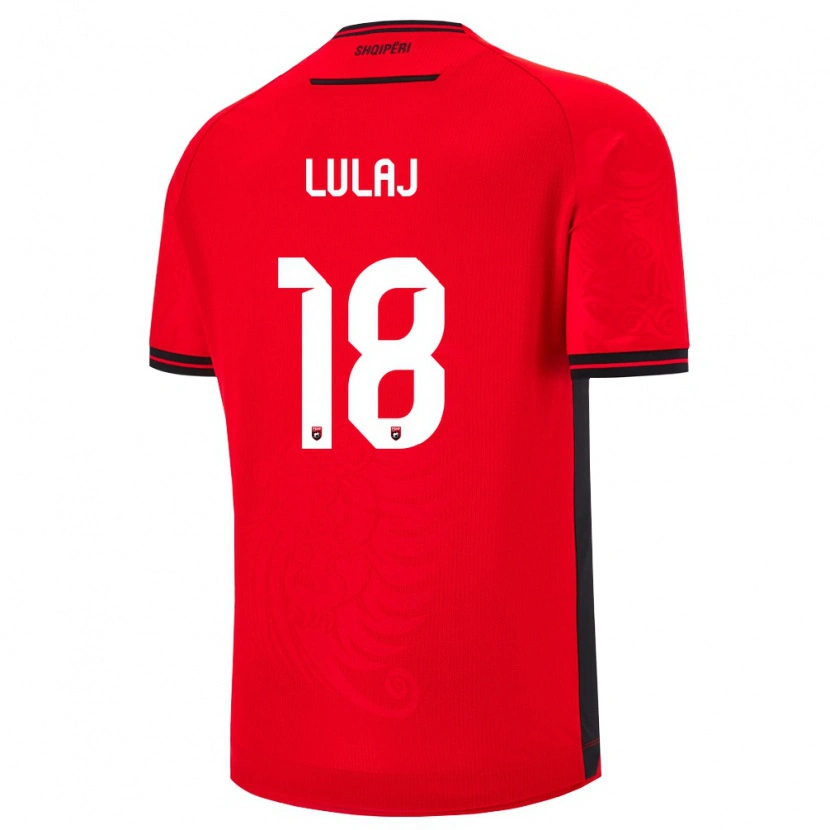 Danxen Men Albania Daniele Lulaj #18 Red Black Home Jersey 26-28 T-Shirt