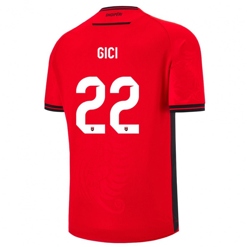 Danxen Men Albania Matias Gici #22 Red Black Home Jersey 26-28 T-Shirt