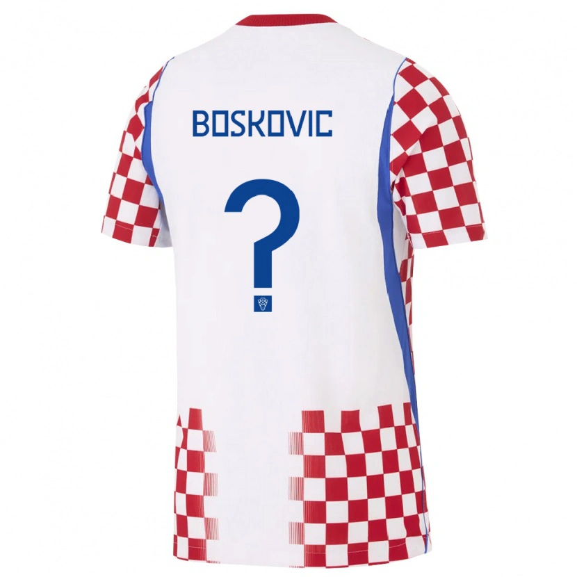Danxen Men Croatia Matko Boskovic #0 White Red Blue Home Jersey 26-28 T-Shirt