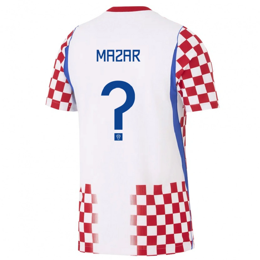 Danxen Men Croatia Filip Mazar #0 White Red Blue Home Jersey 26-28 T-Shirt