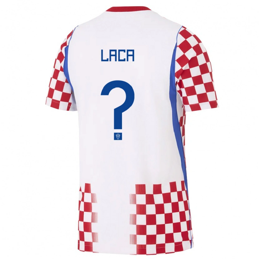 Danxen Men Croatia Ivan Laca #0 White Red Blue Home Jersey 26-28 T-Shirt