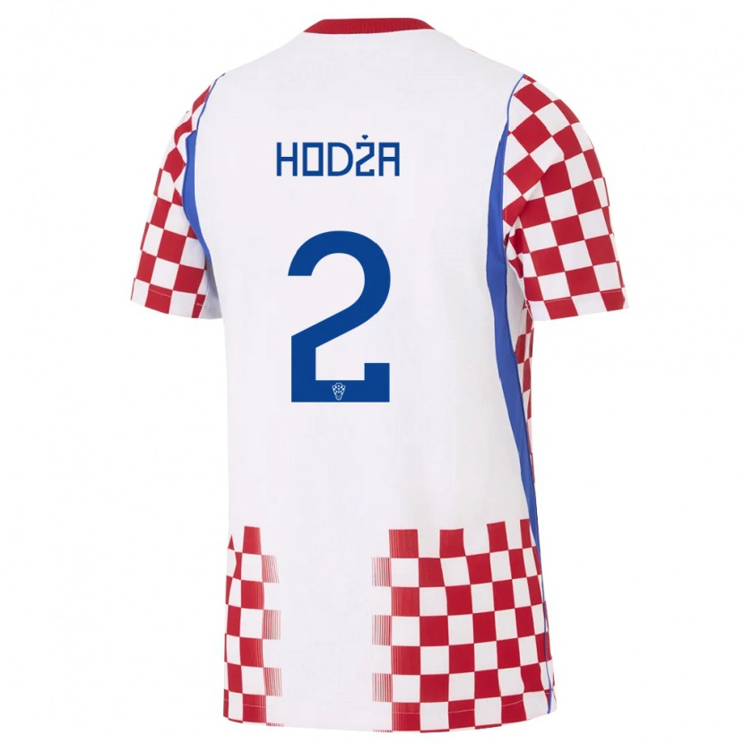 Danxen Men Croatia Veldin Hodza #2 White Red Blue Home Jersey 26-28 T-Shirt