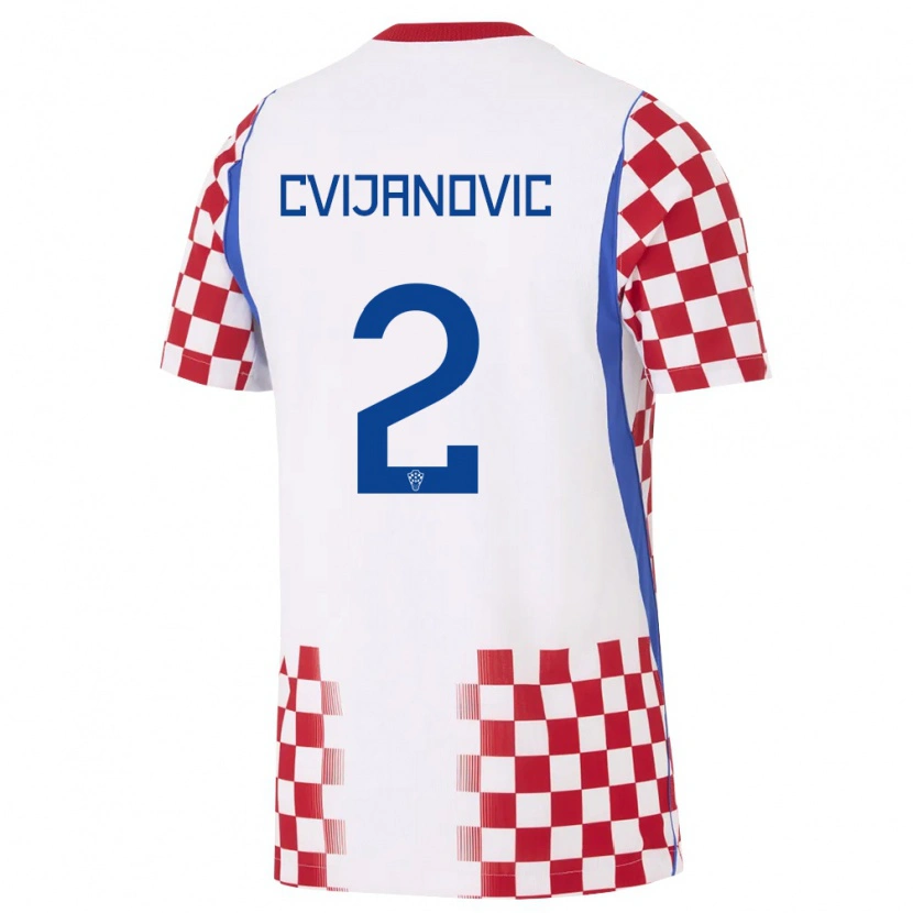 Danxen Men Croatia Ivan Cvijanovic #2 White Red Blue Home Jersey 26-28 T-Shirt