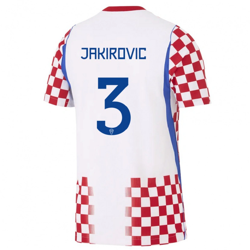 Danxen Men Croatia Leon Jakirović #3 White Red Blue Home Jersey 26-28 T-Shirt
