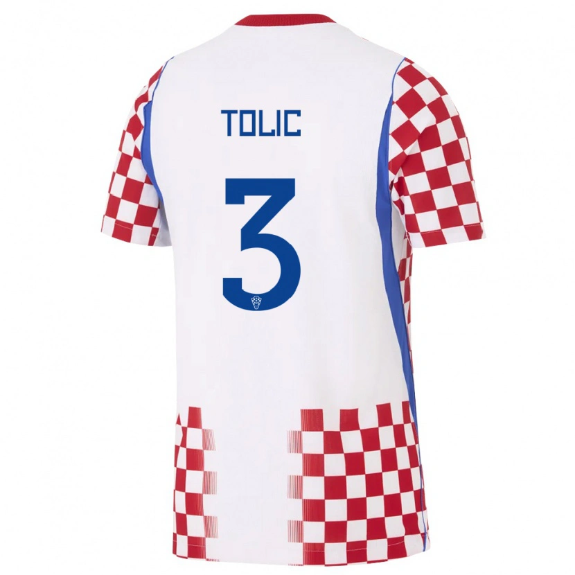 Danxen Men Croatia Filip Tolic #3 White Red Blue Home Jersey 26-28 T-Shirt