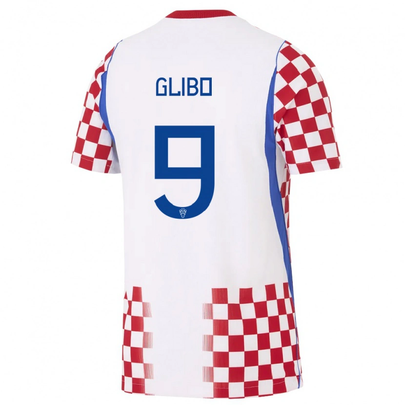 Danxen Men Croatia Andrea Glibo #9 White Red Blue Home Jersey 26-28 T-Shirt