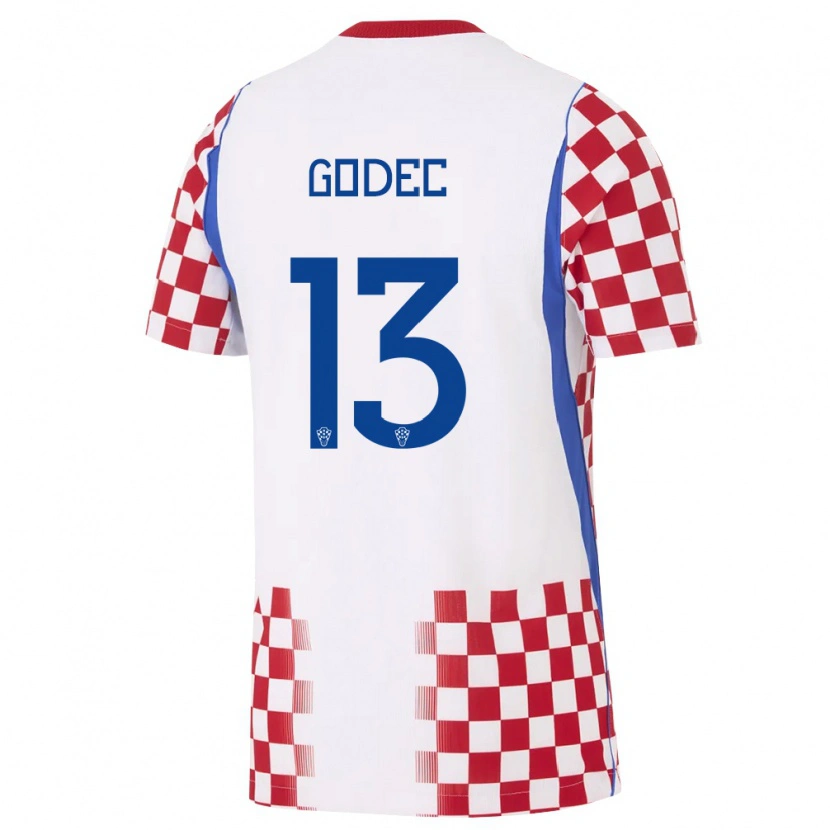Danxen Men Croatia Dino Godec #13 White Red Blue Home Jersey 26-28 T-Shirt