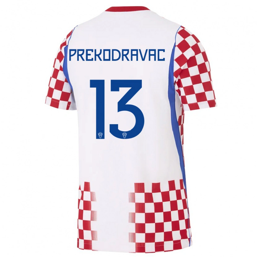 Danxen Men Croatia Marin Prekodravac #13 White Red Blue Home Jersey 26-28 T-Shirt