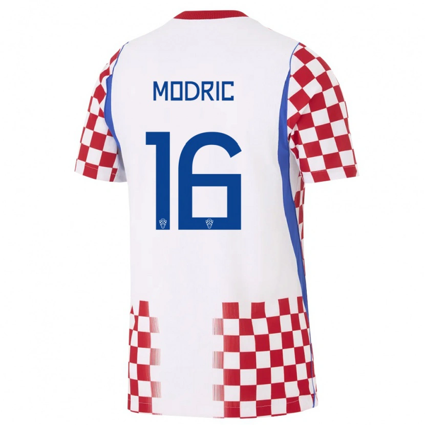 Danxen Men Croatia Marin Modric #16 White Red Blue Home Jersey 26-28 T-Shirt