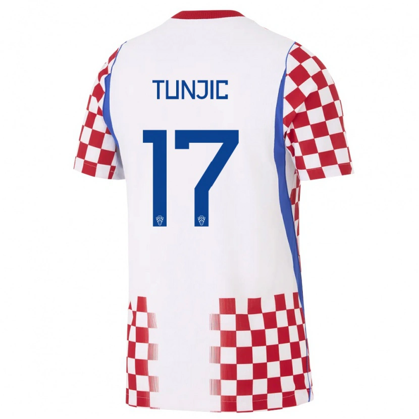 Danxen Men Croatia Luka Tunjic #17 White Red Blue Home Jersey 26-28 T-Shirt