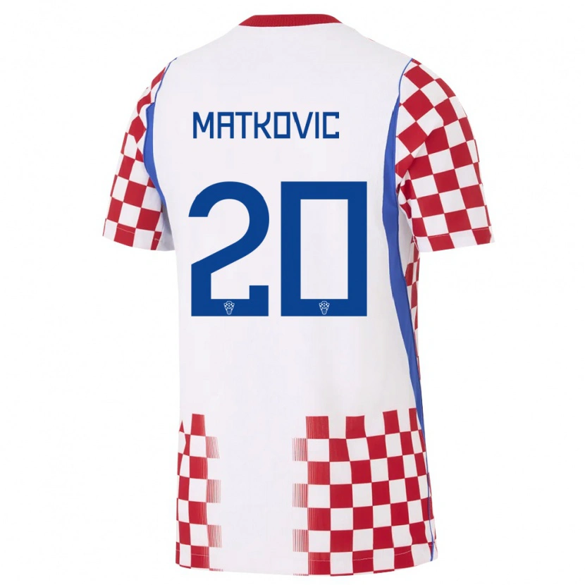 Danxen Men Croatia Anton Matkovic #20 White Red Blue Home Jersey 26-28 T-Shirt