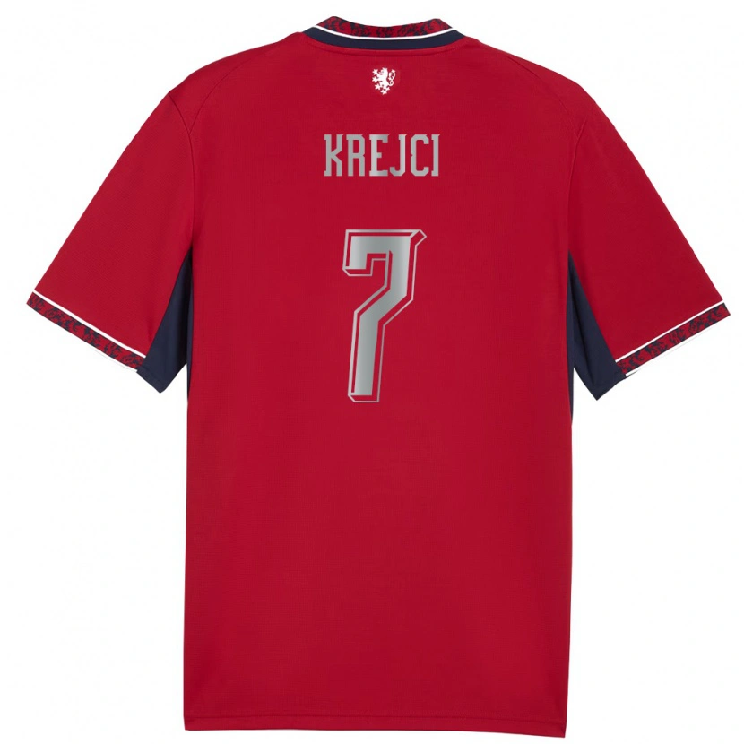 Danxen Men Czech Republic Ladislav Krejčí #7 Red White Navy Home Jersey 26-28 T-Shirt