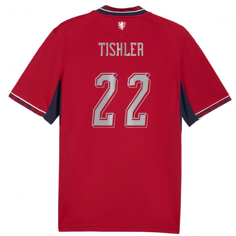 Danxen Men Czech Republic Daniel Tishler #22 Red White Navy Home Jersey 26-28 T-Shirt
