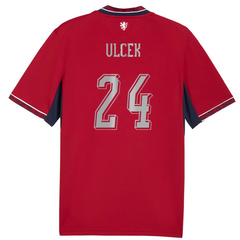 Danxen Men Czech Republic Tomas Vlcek #24 Red White Navy Home Jersey 26-28 T-Shirt