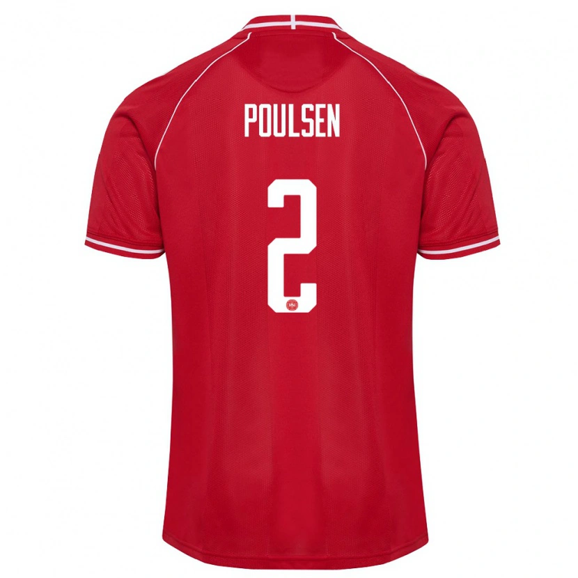 Danxen Men Denmark Xander Poulsen #2 Red White Home Jersey 26-28 T-Shirt