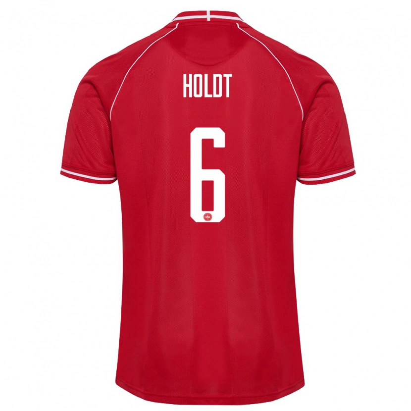 Danxen Men Denmark Olivia Holdt #6 Red White Home Jersey 26-28 T-Shirt