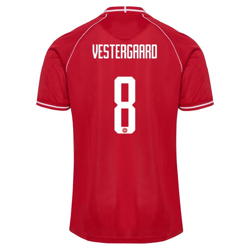 Danxen Men Denmark Frederik Vestergaard #8 Red White Home Jersey 26-28 T-Shirt