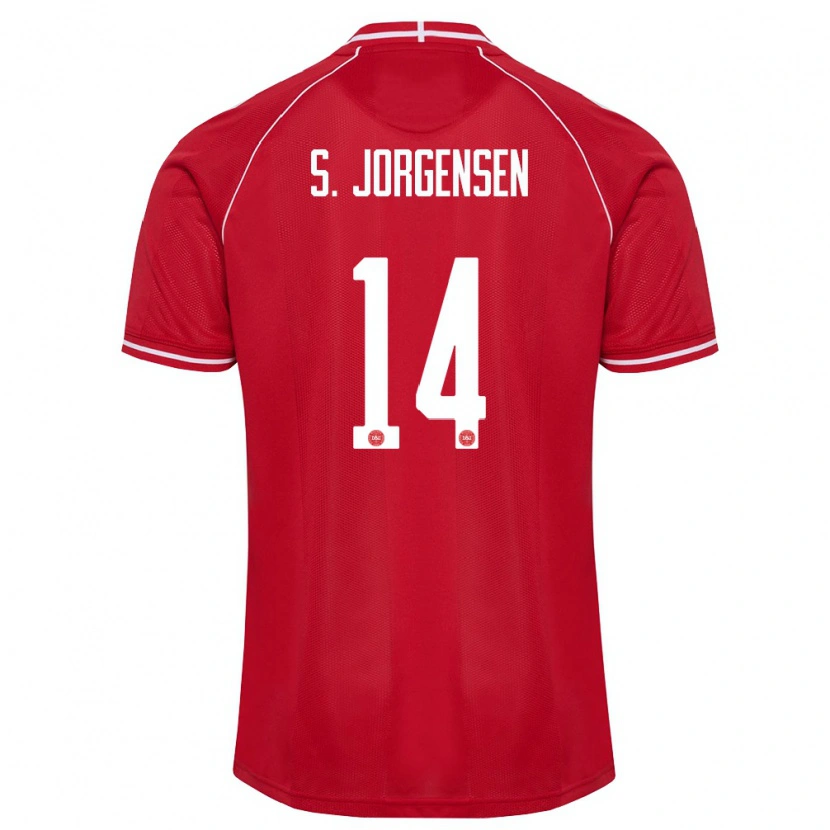 Danxen Men Denmark Sebastian Jorgensen #14 Red White Home Jersey 26-28 T-Shirt