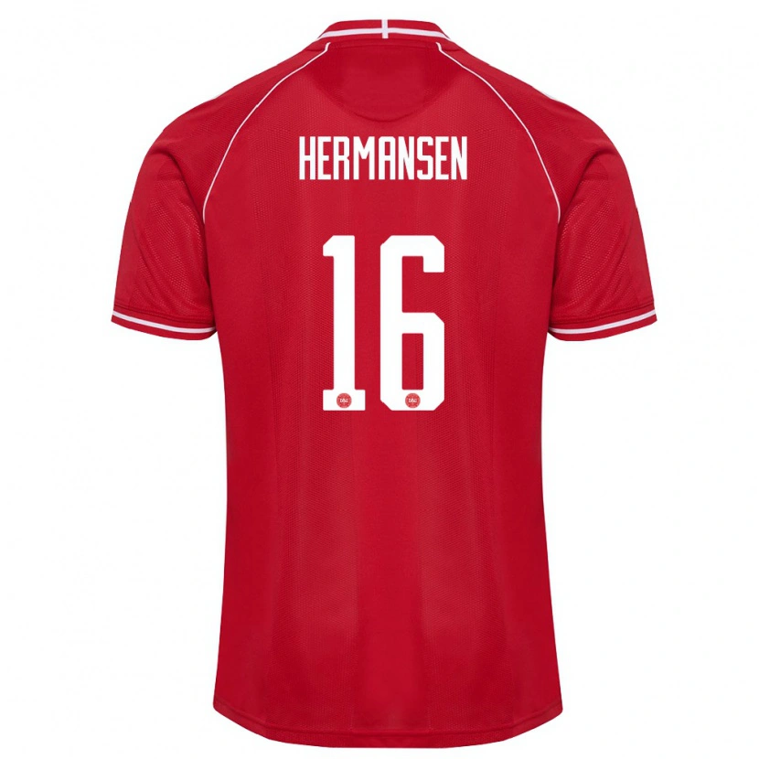 Danxen Men Denmark Mads Hermansen #16 Red White Home Jersey 26-28 T-Shirt