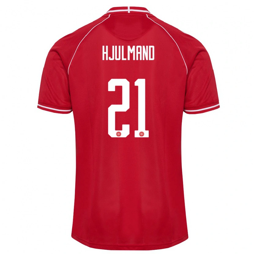 Danxen Men Denmark Morten Hjulmand #21 Red White Home Jersey 26-28 T-Shirt