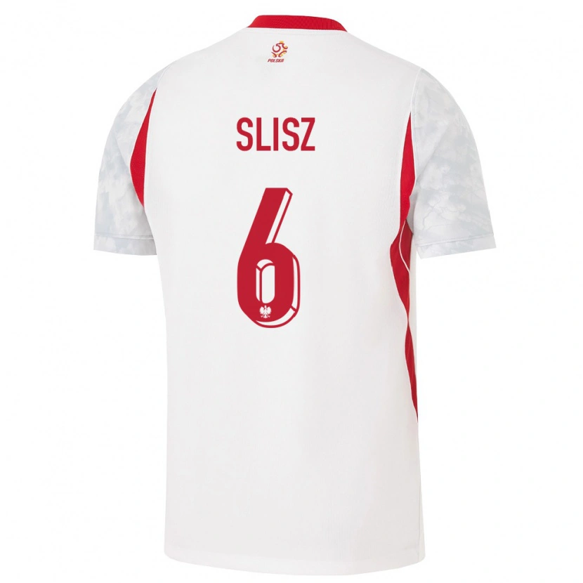 Danxen Men Poland Bartosz Slisz #6 White Red Gray Home Jersey 26-28 T-Shirt