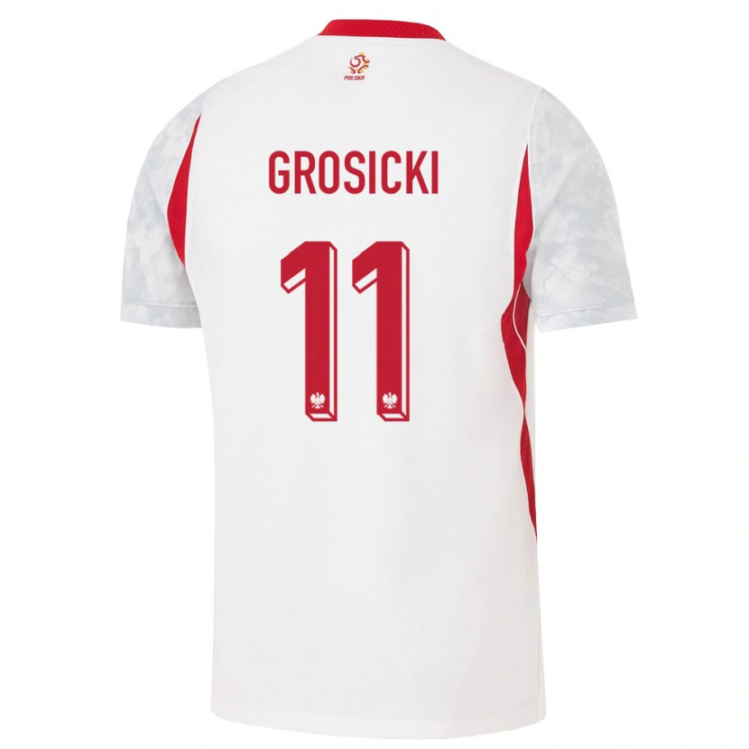 Danxen Men Poland Kamil Grosicki #11 White Red Gray Home Jersey 26-28 T-Shirt